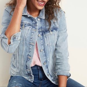 Old Navy Distressed Light Wash Denim Jean Jacket